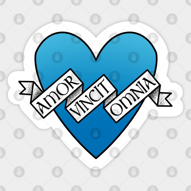 amor vincit amnia blue heart Sticker by weilertsen